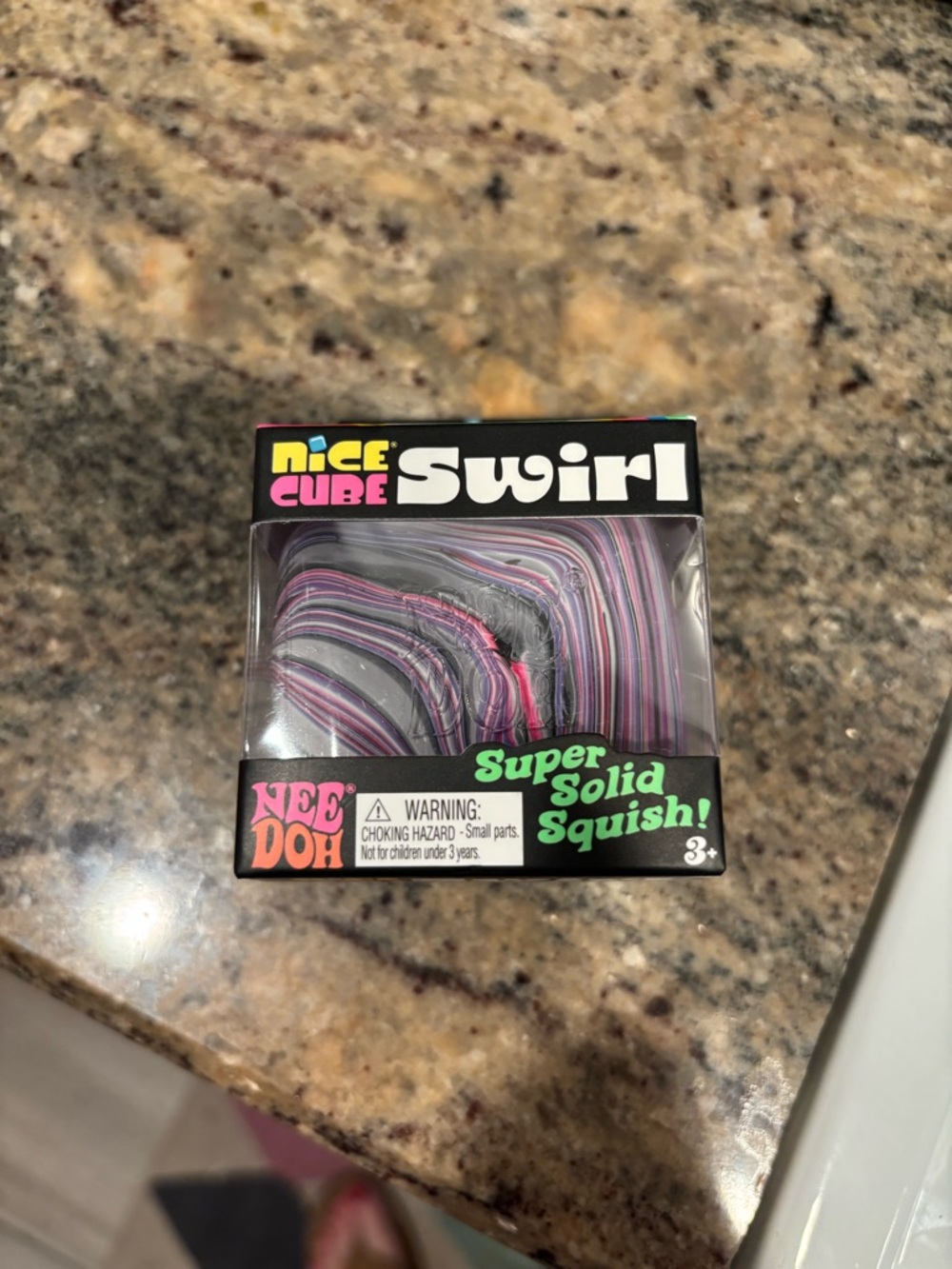 Nee Doh Nice Cube Swirl Super Solid Squish! - Purple & Pink Swirl